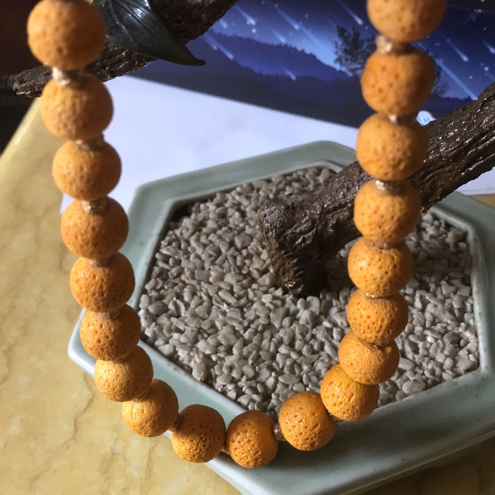 Collectible yellow lava  beads necklace